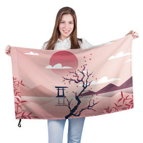 Флаг 3D с принтом Японский мотив в Белгороде, 100% полиэстер | плотность ткани — 95 г/м2, размер — 67 х 109 см. Принт наносится с одной стороны | 23 | 8 | азия | вип | вишня | горы | дерево | дизайн | мода | небо | новинка | новый год | подарок | сакура | солнце | стритвир | топ | тренд | цветок | япония
