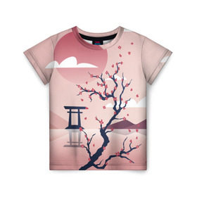 Детская футболка 3D с принтом Японский мотив в Белгороде, 100% гипоаллергенный полиэфир | прямой крой, круглый вырез горловины, длина до линии бедер, чуть спущенное плечо, ткань немного тянется | 23 | 8 | азия | вип | вишня | горы | дерево | дизайн | мода | небо | новинка | новый год | подарок | сакура | солнце | стритвир | топ | тренд | цветок | япония