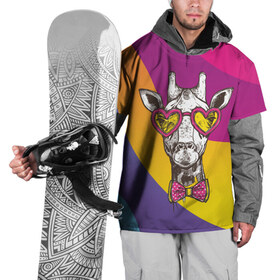 Накидка на куртку 3D с принтом Праздничный жираф в Белгороде, 100% полиэстер |  | Тематика изображения на принте: бабочка | животное | жираф | модный | очки | праздничный | рожки | сердечки | хипстер | шея