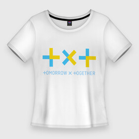 Женская футболка 3D Slim с принтом TOMORROW X TOGETHER   TXT в Белгороде,  |  | bighit | blackpink | bts | girls’ generation | got7 | k pop | kpop | super junior | tomorrow x together | txt | к поп | кейпоп | корейская группа | корейская музыка