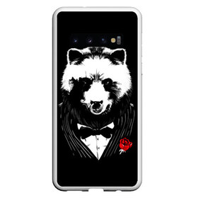 Чехол для Samsung Galaxy S10 с принтом Медведь авторитет в Белгороде, Силикон | Область печати: задняя сторона чехла, без боковых панелей | authority | bear | go | авторитет | аль капоне | бабочка | в носу | взгляд | галстук | графика | дикий | животное | иллюстрация | картинка | кольцо | костюм | красная | крестный | мафия | медведь | мода | отец