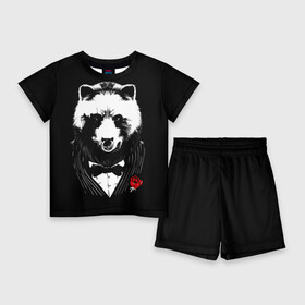 Детский костюм с шортами 3D с принтом Медведь авторитет в Белгороде,  |  | authority | bear | go | авторитет | аль капоне | бабочка | в носу | взгляд | галстук | графика | дикий | животное | иллюстрация | картинка | кольцо | костюм | красная | крестный | мафия | медведь | мода | отец