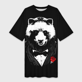 Платье-футболка 3D с принтом Медведь авторитет в Белгороде,  |  | authority | bear | go | авторитет | аль капоне | бабочка | в носу | взгляд | галстук | графика | дикий | животное | иллюстрация | картинка | кольцо | костюм | красная | крестный | мафия | медведь | мода | отец