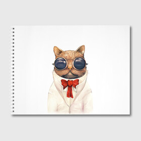 Альбом для рисования с принтом Кот в Белгороде, 100% бумага
 | матовая бумага, плотность 200 мг. | Тематика изображения на принте: бабочка | в очках | киса | киска | костюм | котейка | котенок | котэ | котя | кошка | крутой | модный | стиль | ученый