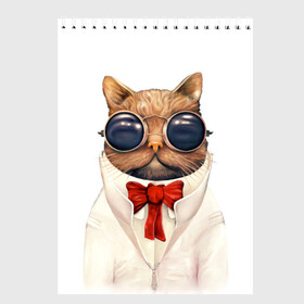 Скетчбук с принтом Кот в Белгороде, 100% бумага
 | 48 листов, плотность листов — 100 г/м2, плотность картонной обложки — 250 г/м2. Листы скреплены сверху удобной пружинной спиралью | Тематика изображения на принте: бабочка | в очках | киса | киска | костюм | котейка | котенок | котэ | котя | кошка | крутой | модный | стиль | ученый