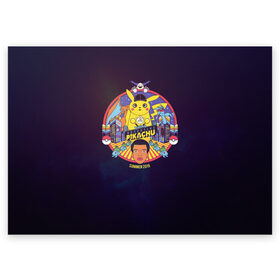 Поздравительная открытка с принтом Покемон Пикачу в Белгороде, 100% бумага | плотность бумаги 280 г/м2, матовая, на обратной стороне линовка и место для марки
 | Тематика изображения на принте: detective pikachu | pikachu | pokemon | детектив пикачу | пика | покемон