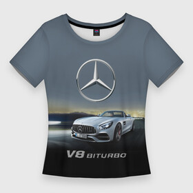 Женская футболка 3D Slim с принтом V8 Biturbo в Белгороде,  |  | amg | cool | design | mercedes | mercedes benz | motorsport | power | prestige | race | sport car | status | автоспорт | гонка | дизайн | круто | мерседес | мощь | престиж | спорткар | статус