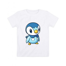 Детская футболка хлопок с принтом Piplup в Белгороде, 100% хлопок | круглый вырез горловины, полуприлегающий силуэт, длина до линии бедер | piplup | пингвин | пингвиненок | пиплуп | покемон | покемоны | синий