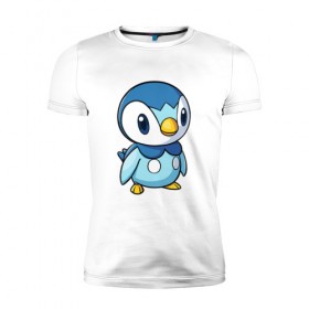 Мужская футболка премиум с принтом Piplup в Белгороде, 92% хлопок, 8% лайкра | приталенный силуэт, круглый вырез ворота, длина до линии бедра, короткий рукав | piplup | пингвин | пингвиненок | пиплуп | покемон | покемоны | синий