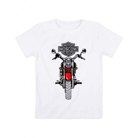 Детская футболка хлопок с принтом Motor Moscow Cycles в Белгороде, 100% хлопок | круглый вырез горловины, полуприлегающий силуэт, длина до линии бедер | cycles | moscow | motor | байк | мотоцикл