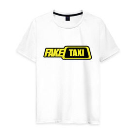 Мужская футболка хлопок с принтом fake taxi в Белгороде, 100% хлопок | прямой крой, круглый вырез горловины, длина до линии бедер, слегка спущенное плечо. | fake taxi | fakr | taxi | такси | фэйк | фэйк такси