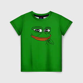 Детская футболка 3D с принтом Pepe в Белгороде, 100% гипоаллергенный полиэфир | прямой крой, круглый вырез горловины, длина до линии бедер, чуть спущенное плечо, ткань немного тянется | Тематика изображения на принте: bad | dab | frog | good | kek | make pepe great again | pepe | sad | sad frog | vote for pepe | кек | лягушка | мем | мемы | пепе | со смыслом | фрог