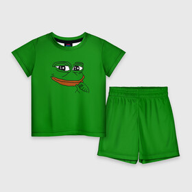 Детский костюм с шортами 3D с принтом Pepe в Белгороде,  |  | bad | dab | frog | good | kek | make pepe great again | pepe | sad | sad frog | vote for pepe | кек | лягушка | мем | мемы | пепе | со смыслом | фрог