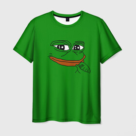 Мужская футболка 3D с принтом Pepe в Белгороде, 100% полиэфир | прямой крой, круглый вырез горловины, длина до линии бедер | Тематика изображения на принте: bad | dab | frog | good | kek | make pepe great again | pepe | sad | sad frog | vote for pepe | кек | лягушка | мем | мемы | пепе | со смыслом | фрог