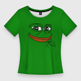 Женская футболка 3D Slim с принтом Pepe в Белгороде,  |  | bad | dab | frog | good | kek | make pepe great again | pepe | sad | sad frog | vote for pepe | кек | лягушка | мем | мемы | пепе | со смыслом | фрог