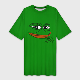 Платье-футболка 3D с принтом Pepe в Белгороде,  |  | bad | dab | frog | good | kek | make pepe great again | pepe | sad | sad frog | vote for pepe | кек | лягушка | мем | мемы | пепе | со смыслом | фрог
