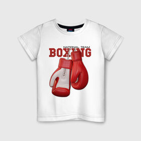 Детская футболка хлопок с принтом National Team Boxing в Белгороде, 100% хлопок | круглый вырез горловины, полуприлегающий силуэт, длина до линии бедер | бокс | перчатки