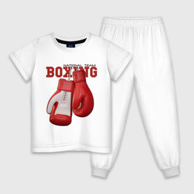 Детская пижама хлопок с принтом National Team Boxing в Белгороде, 100% хлопок |  брюки и футболка прямого кроя, без карманов, на брюках мягкая резинка на поясе и по низу штанин
 | Тематика изображения на принте: бокс | перчатки
