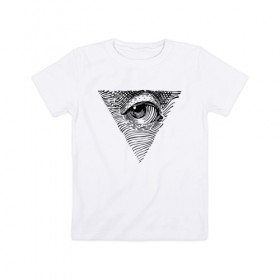 Детская футболка хлопок с принтом eye в Белгороде, 100% хлопок | круглый вырез горловины, полуприлегающий силуэт, длина до линии бедер | black | eye | minimalism | money | philosophy | pyramid | raster | supreme | usa | white | белый | глаз | деньги | доллар | минимализм | пирамида | растр | сша | философия | черный