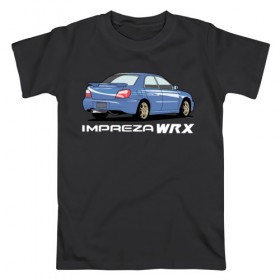 Мужская футболка хлопок с принтом Subaru Impreza WRX в Белгороде, 100% хлопок | прямой крой, круглый вырез горловины, длина до линии бедер, слегка спущенное плечо. | impreza wrx | subaru | subaru impreza | subaru impreza wrx | wrx