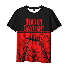 Мужская футболка 3D с принтом Dead by Daylight в Белгороде, 100% полиэфир | прямой крой, круглый вырез горловины, длина до линии бедер | dead by daylight | деад бай деад лайт | жуть | игра | компьютерная игра | кровь | ужасы