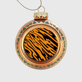 Стеклянный ёлочный шар с принтом Тигр в Белгороде, Стекло | Диаметр: 80 мм | животное | зверь | кардашьян | ким | кот | лев | оранжевый | полосы | рыжий | тигр | черный