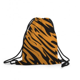 Рюкзак-мешок 3D с принтом Тигр в Белгороде, 100% полиэстер | плотность ткани — 200 г/м2, размер — 35 х 45 см; лямки — толстые шнурки, застежка на шнуровке, без карманов и подкладки | животное | зверь | кардашьян | ким | кот | лев | оранжевый | полосы | рыжий | тигр | черный