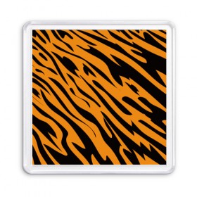 Магнит 55*55 с принтом Тигр в Белгороде, Пластик | Размер: 65*65 мм; Размер печати: 55*55 мм | Тематика изображения на принте: животное | зверь | кардашьян | ким | кот | лев | оранжевый | полосы | рыжий | тигр | черный