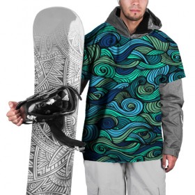 Накидка на куртку 3D с принтом Морская пучина в Белгороде, 100% полиэстер |  | Тематика изображения на принте: абстракция | волны | зеленый | круг | линии | море | полосы | синий