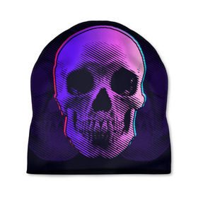 Шапка 3D с принтом Токсичный череп в Белгороде, 100% полиэстер | универсальный размер, печать по всей поверхности изделия | 3d | 3д | голограмма | иллюзия | кости | розовый | синий | скелет | ультра | фиолетовый | череп | черный