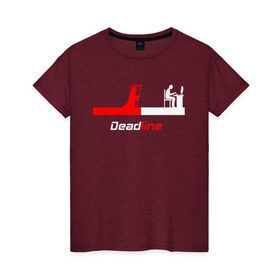 Женская футболка хлопок с принтом Deadline в Белгороде, 100% хлопок | прямой крой, круглый вырез горловины, длина до линии бедер, слегка спущенное плечо | fead | line | дедлайн | коса | линия | программист | проект | работа | сдача | сроки