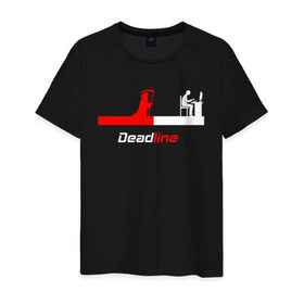 Мужская футболка хлопок с принтом Deadline в Белгороде, 100% хлопок | прямой крой, круглый вырез горловины, длина до линии бедер, слегка спущенное плечо. | fead | line | дедлайн | коса | линия | программист | проект | работа | сдача | сроки