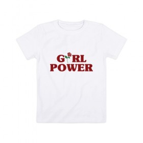 Детская футболка хлопок с принтом Girl power в Белгороде, 100% хлопок | круглый вырез горловины, полуприлегающий силуэт, длина до линии бедер | 
