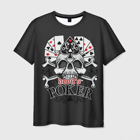 Мужская футболка 3D с принтом Poker в Белгороде, 100% полиэфир | прямой крой, круглый вырез горловины, длина до линии бедер | po | буны | веер | винтаж | графика | дизайн | игра | игральные | иллюстрация | казино | картинка | карты | кости | крести | масть | мода | надпись | орнамент | пики | покер | рисунок | сердце | символ | стиль