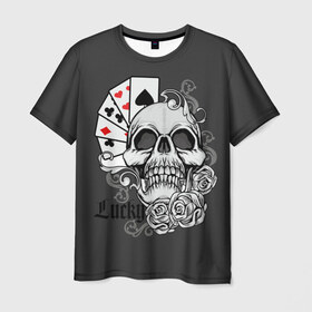 Мужская футболка 3D с принтом Lucky в Белгороде, 100% полиэфир | прямой крой, круглый вырез горловины, длина до линии бедер | lucky | буны | веер | винтаж | графика | дизайн | игра | игральные | иллюстрация | казино | картинка | карты | крести | масть | мода | надпись | орнамент | пики | покер | рисунок | сердце | символ | стиль