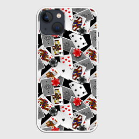 Чехол для iPhone 13 с принтом Игральные карты в Белгороде,  |  | буны | вольты | графика | дамы | десятки | игра | игральные | иллюстрация | казино | картинка | карты | коллаж | короли | красные | крести | масть | мода | орнамент | пики | покер | разбросаны | рисунок