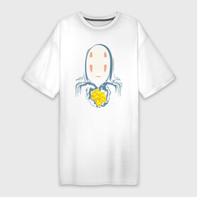 Платье-футболка хлопок с принтом Унесённые призраками в Белгороде,  |  | anime | no face | spirited away | аниме | безликий | безликий бог каонаси | каонаси | миядзаки | мультфильм | сэн | тихиро | унесённые призраками