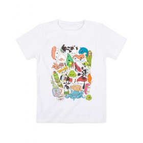 Детская футболка хлопок с принтом Japan Food в Белгороде, 100% хлопок | круглый вырез горловины, полуприлегающий силуэт, длина до линии бедер | japanese food | rolls | sushi | wasabi | васаби | роллы | суши | японская еда