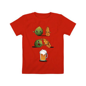 Детская футболка хлопок с принтом Хмель и Солод в Белгороде, 100% хлопок | круглый вырез горловины, полуприлегающий силуэт, длина до линии бедер | Тематика изображения на принте: солод | хмель