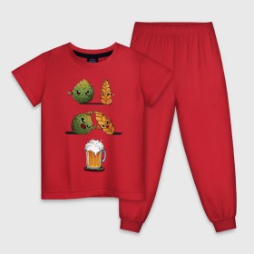 Детская пижама хлопок с принтом Хмель и Солод в Белгороде, 100% хлопок |  брюки и футболка прямого кроя, без карманов, на брюках мягкая резинка на поясе и по низу штанин
 | солод | хмель