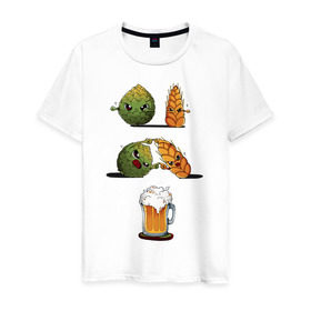 Мужская футболка хлопок с принтом Хмель и Солод в Белгороде, 100% хлопок | прямой крой, круглый вырез горловины, длина до линии бедер, слегка спущенное плечо. | солод | хмель
