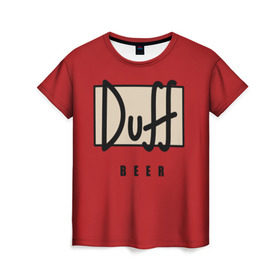 Женская футболка 3D с принтом Duff в Белгороде, 100% полиэфир ( синтетическое хлопкоподобное полотно) | прямой крой, круглый вырез горловины, длина до линии бедер | beer | duff | duff beer | simpsons | симпсоны