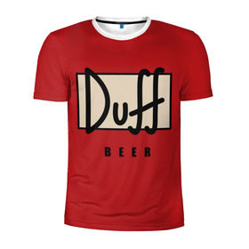 Мужская футболка 3D спортивная с принтом Duff в Белгороде, 100% полиэстер с улучшенными характеристиками | приталенный силуэт, круглая горловина, широкие плечи, сужается к линии бедра | Тематика изображения на принте: beer | duff | duff beer | simpsons | симпсоны