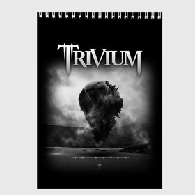 Скетчбук с принтом Trivium в Белгороде, 100% бумага
 | 48 листов, плотность листов — 100 г/м2, плотность картонной обложки — 250 г/м2. Листы скреплены сверху удобной пружинной спиралью | Тематика изображения на принте: trivium | грув метал | группы | метал | музыка | рок | тривиум | трэш метал | хеви метал