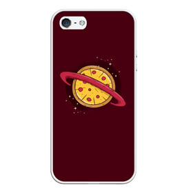 Чехол для iPhone 5/5S матовый с принтом Планета Пицца в Белгороде, Силикон | Область печати: задняя сторона чехла, без боковых панелей | pizza | космос | пицца | планета | планеты | сатурн
