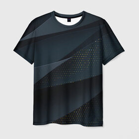 Мужская футболка 3D с принтом Алькантара в Белгороде, 100% полиэфир | прямой крой, круглый вырез горловины, длина до линии бедер | abstract | abstraction | color | geometry | mirror | polygon | абстракция | геометрия | глубина | градиент | грани | карбон | линии | новинка | популярная | резина | синяя | сочетания | темная | трендовая | треугольники | тюнинг