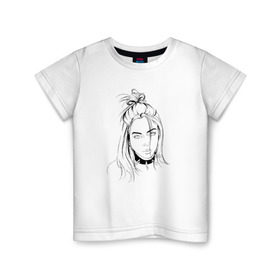 Детская футболка хлопок с принтом Billie Eilish в Белгороде, 100% хлопок | круглый вырез горловины, полуприлегающий силуэт, длина до линии бедер | music | pop | айлиш | билли | музыка