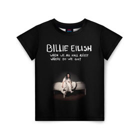 Детская футболка 3D с принтом Billie Eilish в Белгороде, 100% гипоаллергенный полиэфир | прямой крой, круглый вырез горловины, длина до линии бедер, чуть спущенное плечо, ткань немного тянется | Тематика изображения на принте: ailish | billi | billie eilish | bury a friend | copycat | crown | dont smile at me | lovely | music | my boy | party favor | pop | били | билли айлиш | музыка | певица | поп | эйлиш