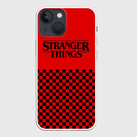 Чехол для iPhone 13 mini с принтом STRANGER THINGS в Белгороде,  |  | 11 | checkerboard | eggo | eleven | netflix | stranger | things | бобби | браун | дела | крайне | милли | обратная | одинадцать | одиннадцать | очень | события | сторона | странные | стренджер | темная