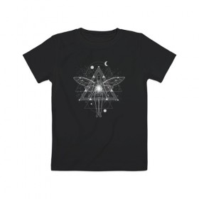 Детская футболка хлопок с принтом Астрал в Белгороде, 100% хлопок | круглый вырез горловины, полуприлегающий силуэт, длина до линии бедер | абстракция | ангел | астрал | геометрия | космос | луна | планета | фея